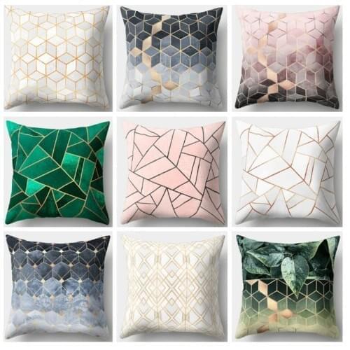 Velvet Plush Decorative Cushion Cover 45X45cm Home Decor Sofa Chair Bedroom Soft Quality Pillow Covers Geometric Pillowcase Car