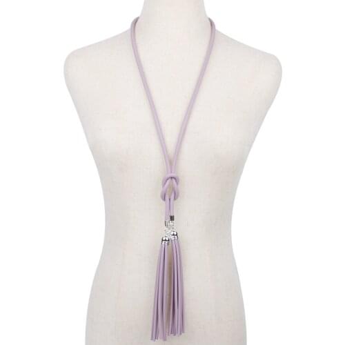 Handmade Long Neck Chain Tassel Pendant Necklaces Boho Chic Purple Cord Tassels For Jewelry Goth Womens Aesthetic Necklace Gift
