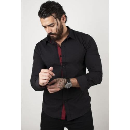 DeepSEA Sleeve Piping High Collar Slim Fit Long Sleeve Shirt 2101001