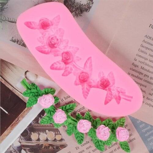 DIY Garland Flower Wreath Silicone Mold Leaf Relief Scroll Border Fondant Cake Decorating Tools Resin Clay Candy Chocolate Mould