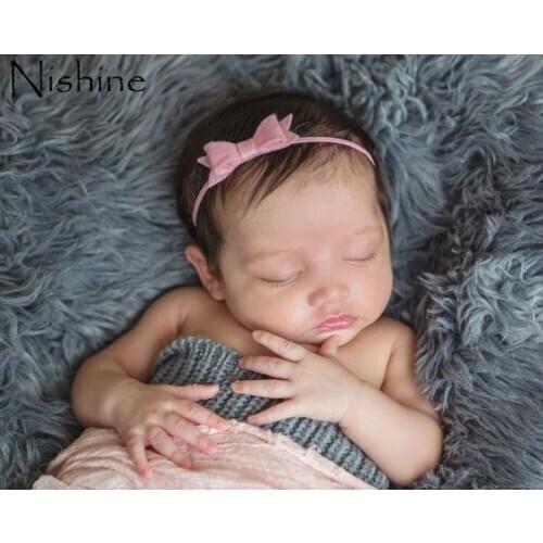 NISHINE Cute Felt Bow Skinny Elastic Headband for Baby and Children Kids Hair Accessories Fashion Newborn Headwear