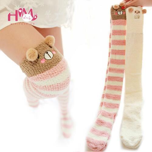 European Hot Style Dutch Spanish Women Stockings College Coral Fleece Above-Knee Warm Thicken Stocking Sleeping Stockings Female