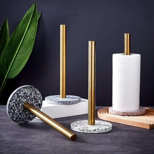 European Terrazzo Stainless Steel Rack Vertical Paper Towel Roll Paper Holder