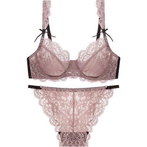 European And American New Comfortable Soft Lace Classic Simple Sexy Ultra-Thin L Bra Set Lingerie on Behalf