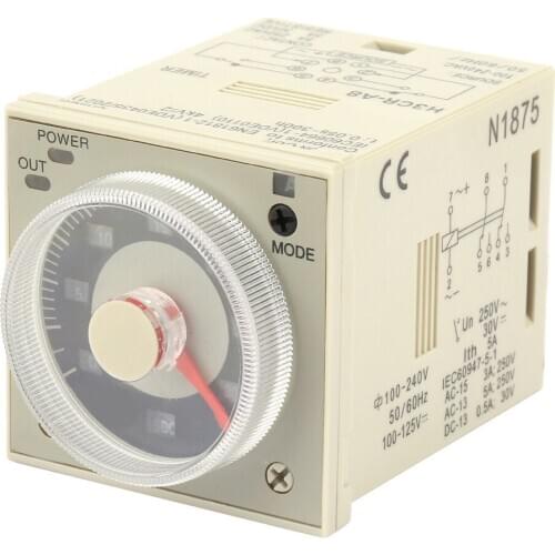 H3CR-A8 Delay Timer Relay 1.2S-300H Knob Control Time Relay 8-Pin 100-240VAC 100-125VD Ccommunication Automatic Control
