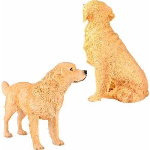 JJM Golden Retriever Dog Pet Animal Figure Model Toy Collector Decor PVC Model Educational for Children Adults Kids Gift