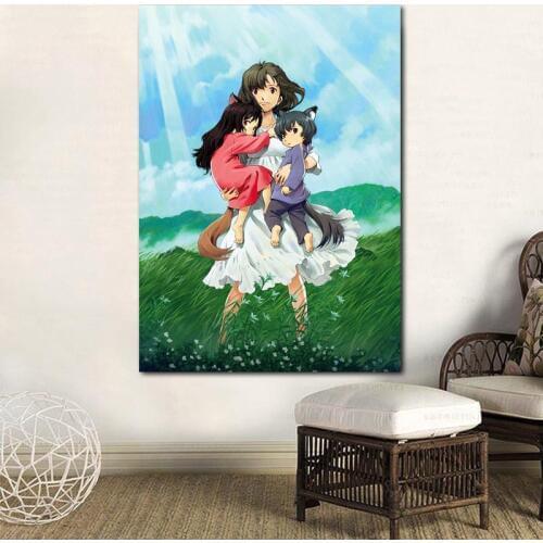 Home Decoration Prints Wall Art Painting Wolf Children Anime Nordic Poster Canvas Modular Pictures Modern For Bedside Background