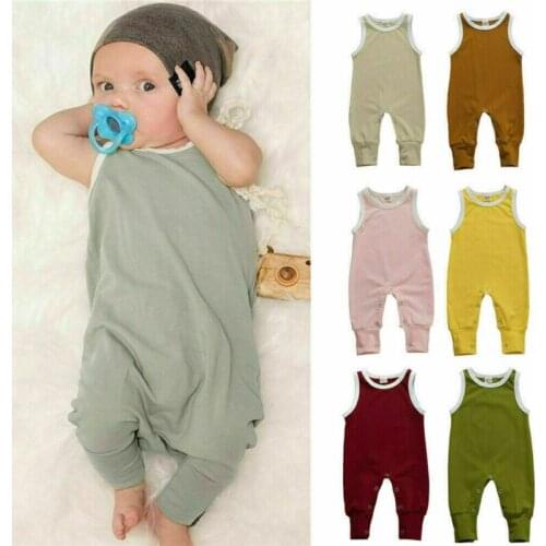 Summer Cute Newborn Baby Boy Girl Sleeveless Cotton Romper Jumpsuit One-Piece Clothes
