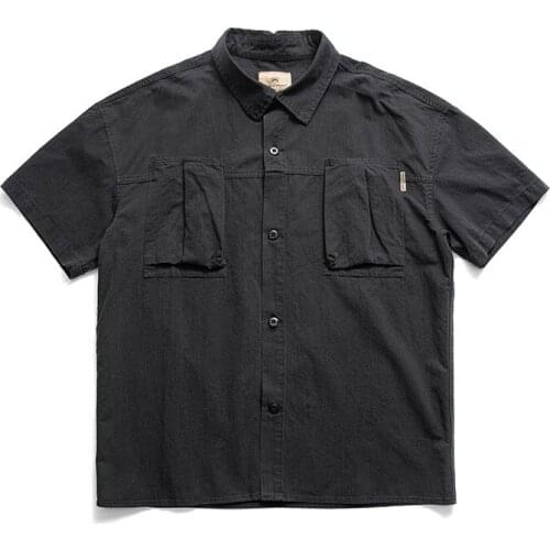 Summer Tooling Military Style Three Dimensional Pocket Wash To Make Old Short Sleeve Shirt Outdoor Camping Hiking Students Tops