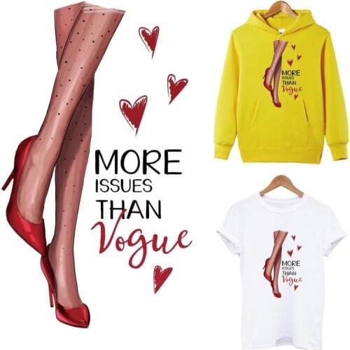Fashion High Heeled Patches For Clothing Print-on Women T-shirt Thermal Sticker On Clothes Vogue Lady Iron On Heat Transfer