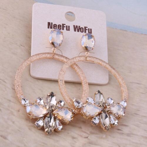 NeeFu WoFu Drop fashion glass Earrings Brand Crystal Big Earring Flowers Large Long Brinco Oorbellen Christmas Gift wholesale