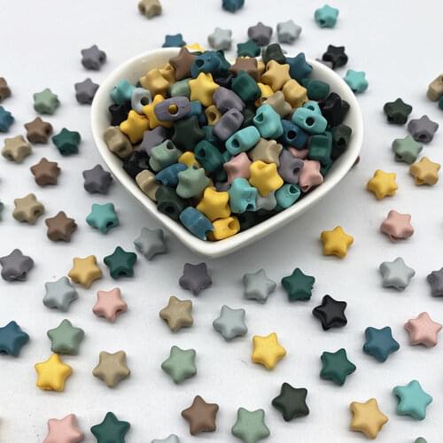 New 50pcs 10mm Matte Color Five-pointed Star Loose Beads Children Handmade DIY Bracelet Necklace Beaded Jewelry Accessories