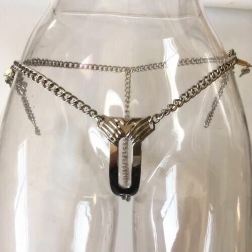 New Female metal stainless steel invisible chastity belt chastity pants device SM Bondage Fetish Restraint Device Sex For Woman