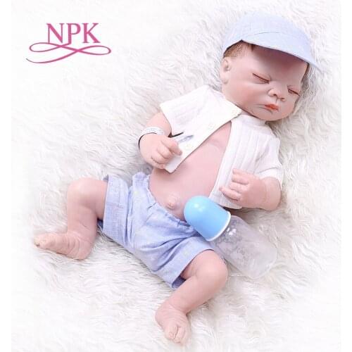 NPK 52CM bebe doll reborn newborn baby full body silicone newborn sleeping baby boy bath toy Birthday Gift Anatomically Correct