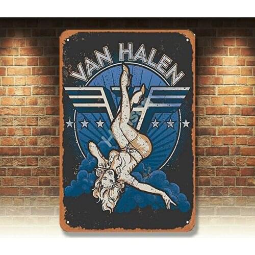 Van Halen Tin Sign Wall Metal Retro Craft Art Painting Iron Plate Office Garden Living Room Decoration Warning Poster