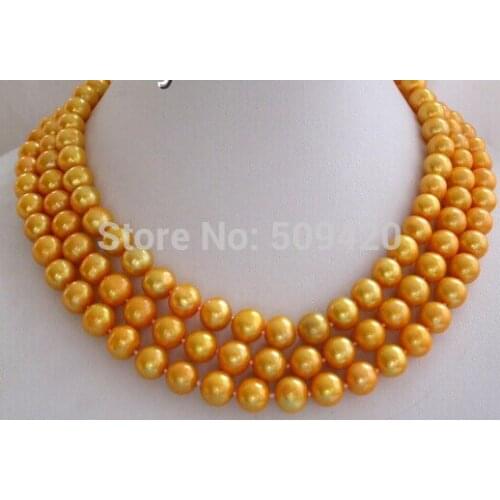 CLASSIC 50" 9mm golden round freshwater pearls necklace