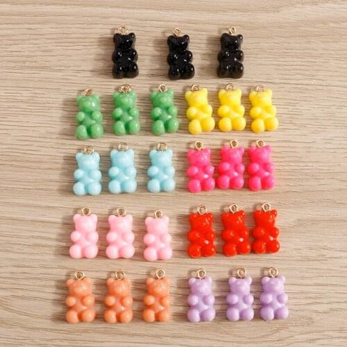 30pcs 11*20mm 9 Colors Cartoon Bear Charms for Jewelry Making Cute Drop Earrings Pendants Necklaces DIY Animal Jewelry Findings
