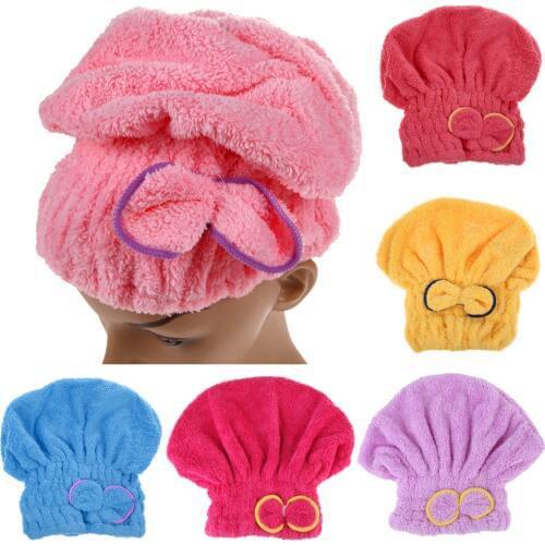 Microfiber hair towel turban towel Quickly hair drying towel Women Girls Ladies Absorbent shower cap 6 colors