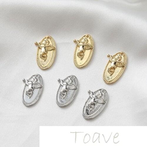 14K gold-plated real gold color-preserving oval angel cupid diy pendant earring necklace bracelet accessory