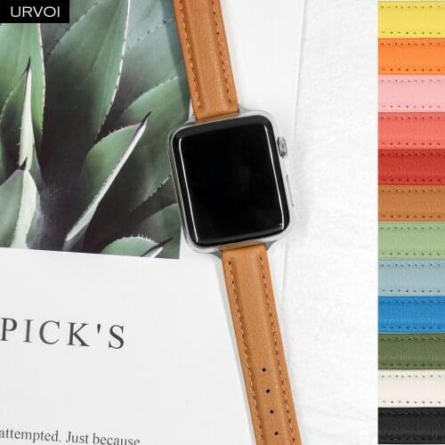 URVOI strap for Apple Watch series 6 SE 5 4 3 2 1 Sport band genuine leather pin buckle for iWatch slim design single tour