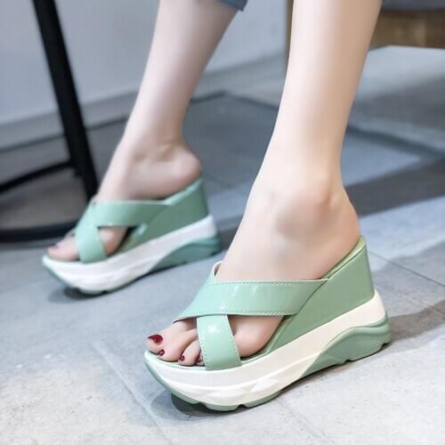 Summer Womens Sandals New Platform Slippers Ladies Cross Wedge Sandals Large Size 43 Slippers Womens Shoes Platform Sandals