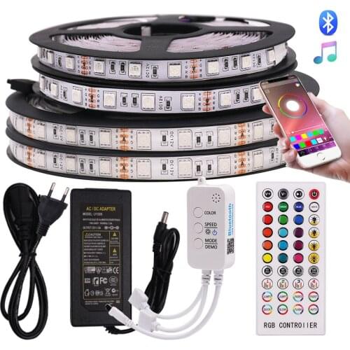5050 LED Strip 10M 60Leds/m Bluetooth RGB Flexible Ribbon Led Light Strip DC 12V Waterproof Tape Diode Music Bluetooth Control