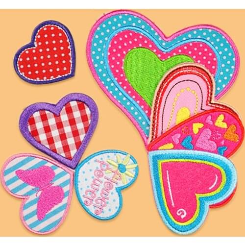 Cartoon Heart Love DIY Iron On Patch Embroidered Applique Sewing Label Clothes Stickers Apparel Accessories Badges