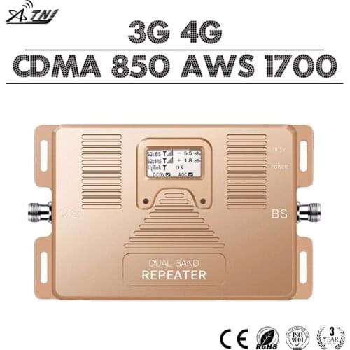 ATNJ 3G 4G Mobile Signal Booster CDMA 850 AWS 1700 2100 Cellphone Signal Repeater 70dB Gain 4G LTE Amplifier With LCD Display