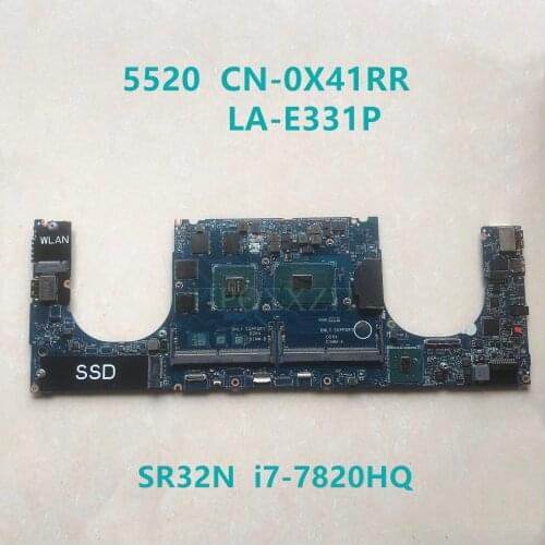 High quality For Dell 5520 Laptop motherboard CN-0X41RR 0X41RR CAM00/01 LA-E331P With SR32N I7-7820HQ CPU M1200 GPU 100% full Te