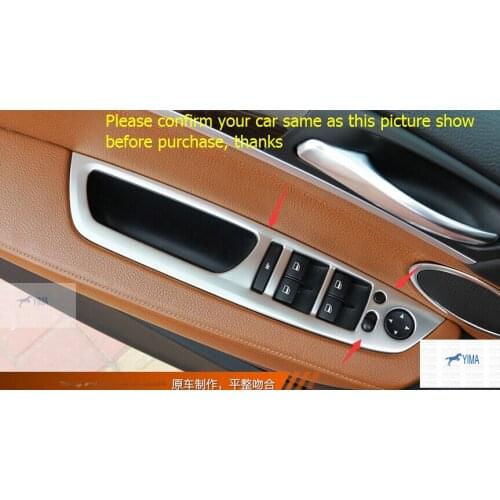 Yimaautotrims Inner Door Armrest Window Lift Switch Button Protection Kit Cover Trim Better Protector For BMW X5 E70 2010 - 2012