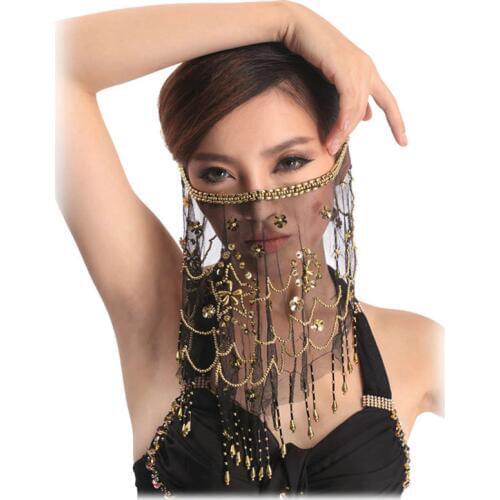 2018 High quality cheap women Indian belly dance face veil tribal belly dancing veils for sale 12 colors available