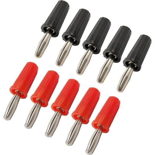 10Pcs Short 4mm Banana Plug Connector Black Red Plastic Plug Housing Banana Binding Post Connectors