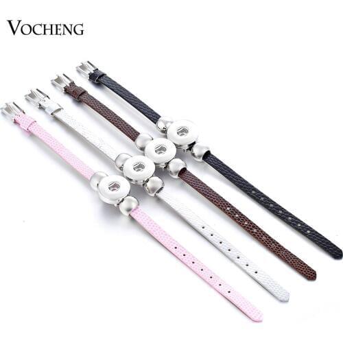 10pcs/lot) Wholesale 18mm Vocheng Snap Button Jewelry 4 Colors PU Leather Bracelet (NN-338*10) Free Shipping