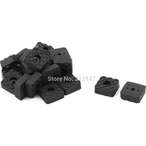 Home Furniture Rubber Square Shape Table Chair Feet Cover Cap Pad Black 20 Pcs