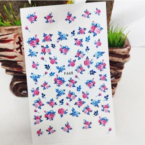 3D Nail Sticker Decals Colored Roses Flower Design Nail Art Decorations Stickers Sliders Manicure Accessories Nails Decoraciones