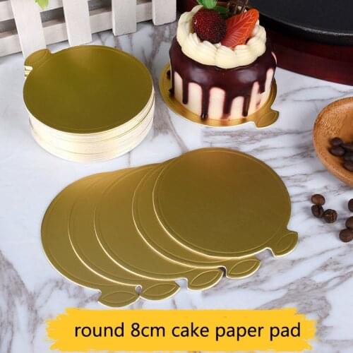50Pcs/Set Golden Round Square Cake Boards Non-Stick Mousse Paper Mat Circle Base Cardboard Paper Cheese Dessert Cupcake Tray Pad