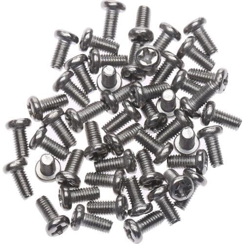 50Pcs M3 x6mm Stainless Steel Metric Thread Phillips Cross Pan Head Screws Cap Bolt Nuts Screws Fasteners Repair Hardware Tools