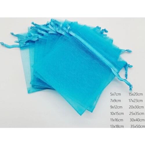 500pcs Lake Blue Organza Bag Drawstring Pouch Bag Jewelry Bags Gifts For Wedding/Christmas/Jewelry Display Packaging Bags DIY