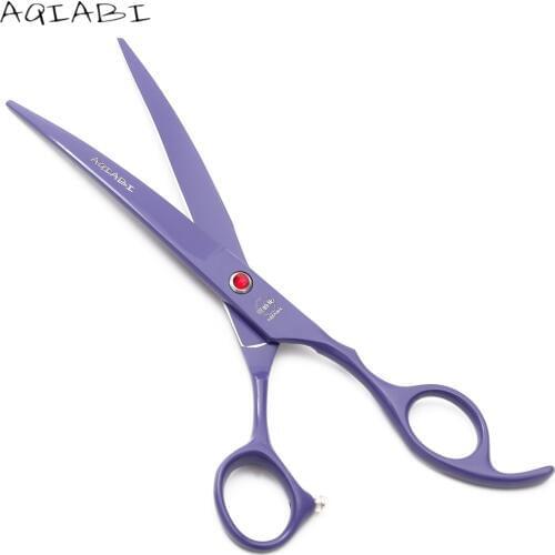 7.0" AQIABI Japan Steel Professional Grooming Scissors Dogs Cats Animals Scissors Pet Cut Shears Hand Made Down Curved Scissors