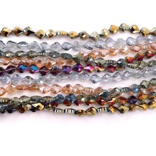 70pcs 8*10MM Beads Crystal Glass Beads Charms Spacer Beads For Jewelry accessories Making DIY Craft Wholesale leaf shape