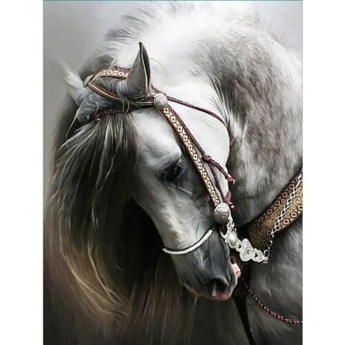 5D DIY Diamond Painting White Horse Animal Embroidery Rhinestone Mosaic Picture Cross stitch Mural home decoration gift