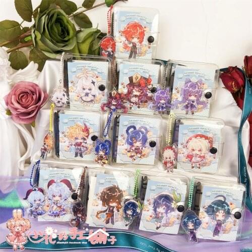 Anime Genshin Impact Klee Hu Tao Keqing Xiao Zhongli Cartoon Mini Loose Leaf Diary Notebook Stationery Student Cosplay