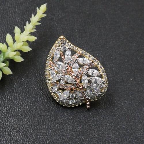 Vanifin Fashion Jewelry Distinctive Hollow Leaf Micro Paved Brooch Pin for Engagement Banquet Party Luxury Bridal Best Gift