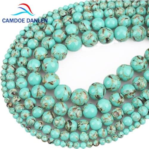 Natural Shell Howlite Beads Green Shell Black Flecks Round Loose Beads 4 6 8 10 12mm For Bracelet Jewelry Making