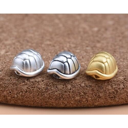 S999 full silver 3D hard silver jewelry accessories, turtle shell beads, handmade DIY string beads material woven accessories