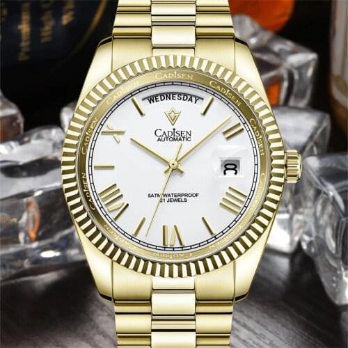 2021 NEW CADISEN Men Mechanical Watch Top Brand Luxury Diver Watch Sport Stainless Steel Waterproof Watch Men relogio masculino