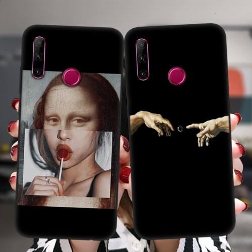 For Honor 50 Pro SE 30 20 10X Lite Pro 10i 20i 30i 8X 9X Black Protective Case Mona Lisa David Statue Art Soft Silicone Cover
