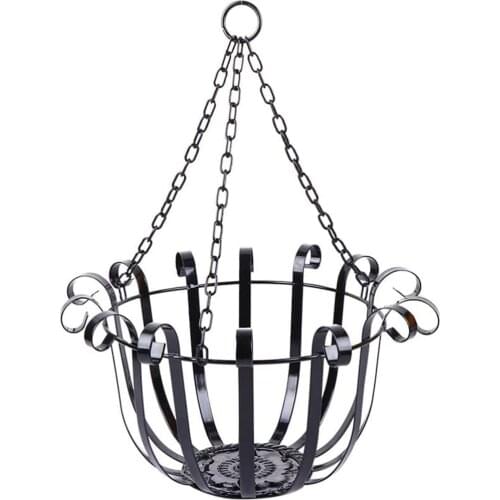 Flower Basket Garden Supplies Concise Black Iron Art European Style Home Decoration Hanging Plant Pot Holder