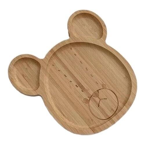 Wooden Cute Bear Plate Creative Fruit Snacks Dinner Plate Plate for Baby Children Dessert Plate