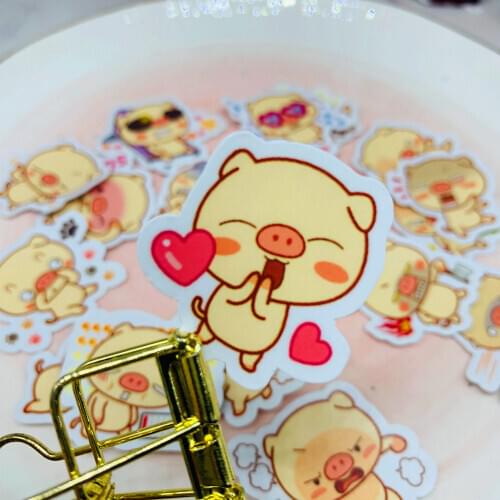 40 PCS Cute pig paper stickers crafts and scrapbook paper childrens toys book decoration stickers DIY